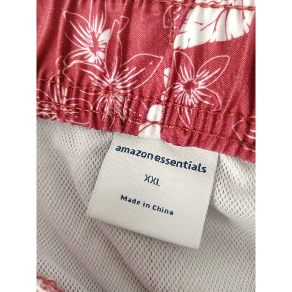 Amazon Essentials Red Floral Men's Swim Trunks Size XXL